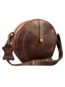 Madosh Genuine Leather Crossbody Sling Bag |Brown Leather Bag | Unique Round layout |Spacious Compartments| Women everyday use.